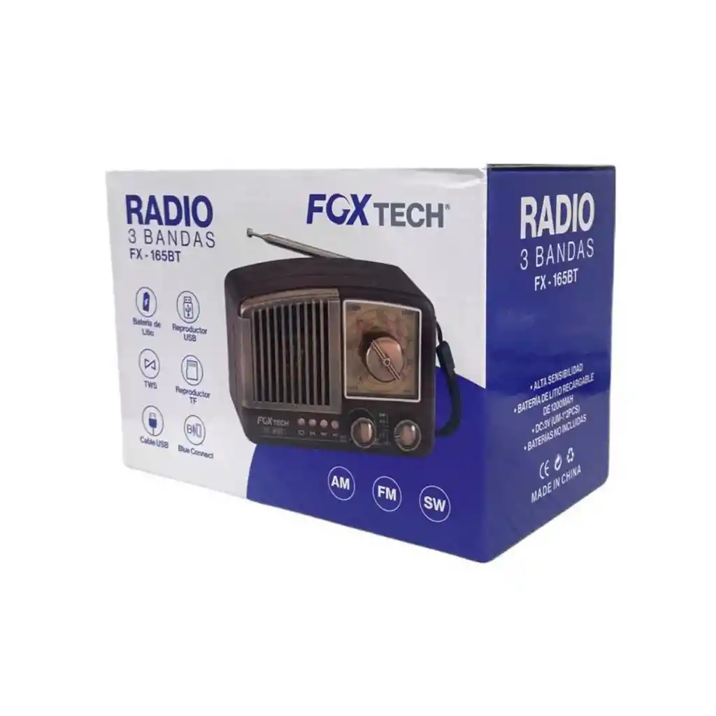 Radio Lindo Vintage Clasico Finca Rural Bluetooth Am Fm Usb Fox-tech Fx-165bt