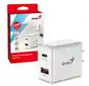Cargador Genius Pd-20acp Us Blanco Mas Cable Tipo C 1mt