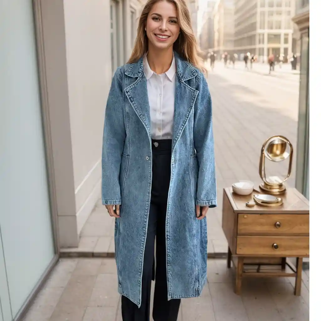 Abrigo Jean Denim Largo
