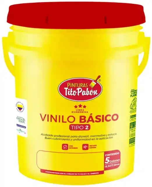 Cuñete Vinilo Blanco Tipo 2 (5 Galones) Caneca Tito Pabon