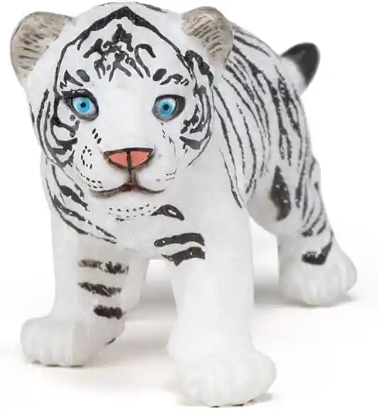 Figura Coleccionable Cachorro Tigre Blanco Pintada A Mano