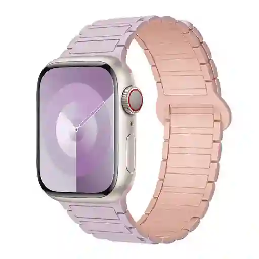 Correa Pulso Manilla Para Iwatch Apple Watch 38 40 41 Mm Iman Lila Con Rosa