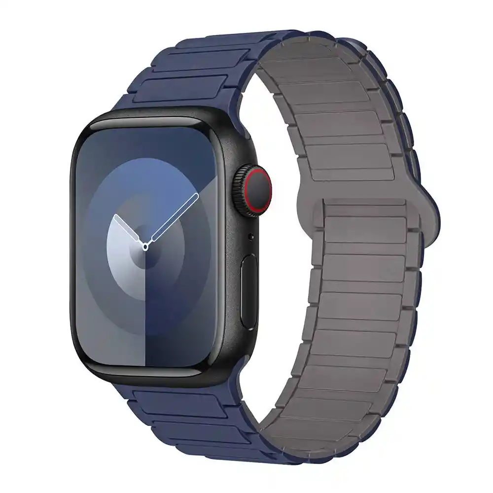 Correa Pulso Manilla Para Apple Watch 42 44 45 49 Ultra Iman Azul Con Gris