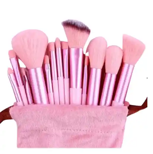 Brochas Maquillaje 13 Pzas Kit De Lujo Rosa