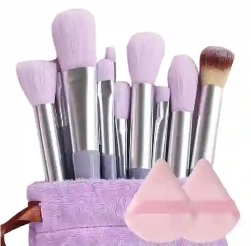 Brochas Maquillaje 13 Pzas Kit De Lujo Lila