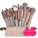 Brochas Maquillaje 13 Pzas Kit De Lujo Beige Rosa