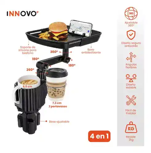 Soporte Holder Para Carro Bebidas Bandeja Funcional Innovo