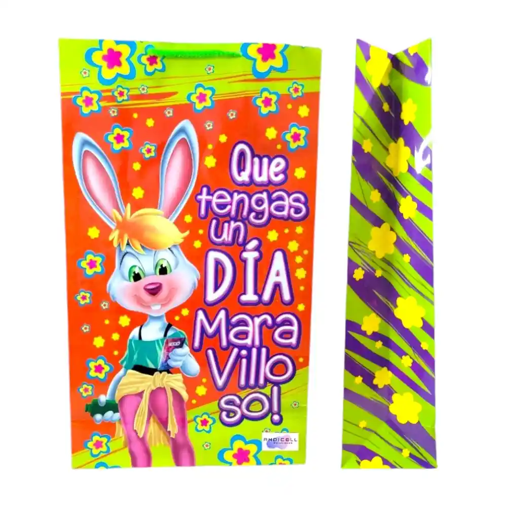 Bolsa Decorada + Tarjeta De Regalo Mediana Con Mensaje