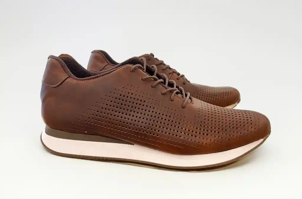 Tenis En Cuero Para Hombre Color Miel Café