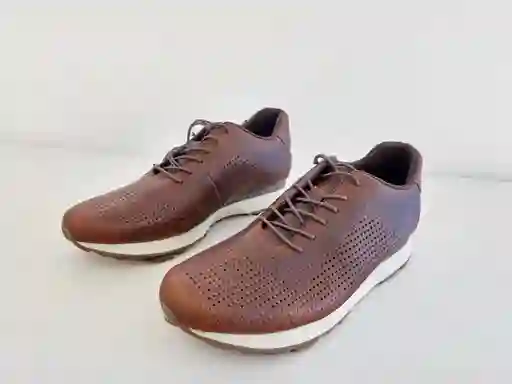 Tenis En Cuero Para Hombre Color Miel Café