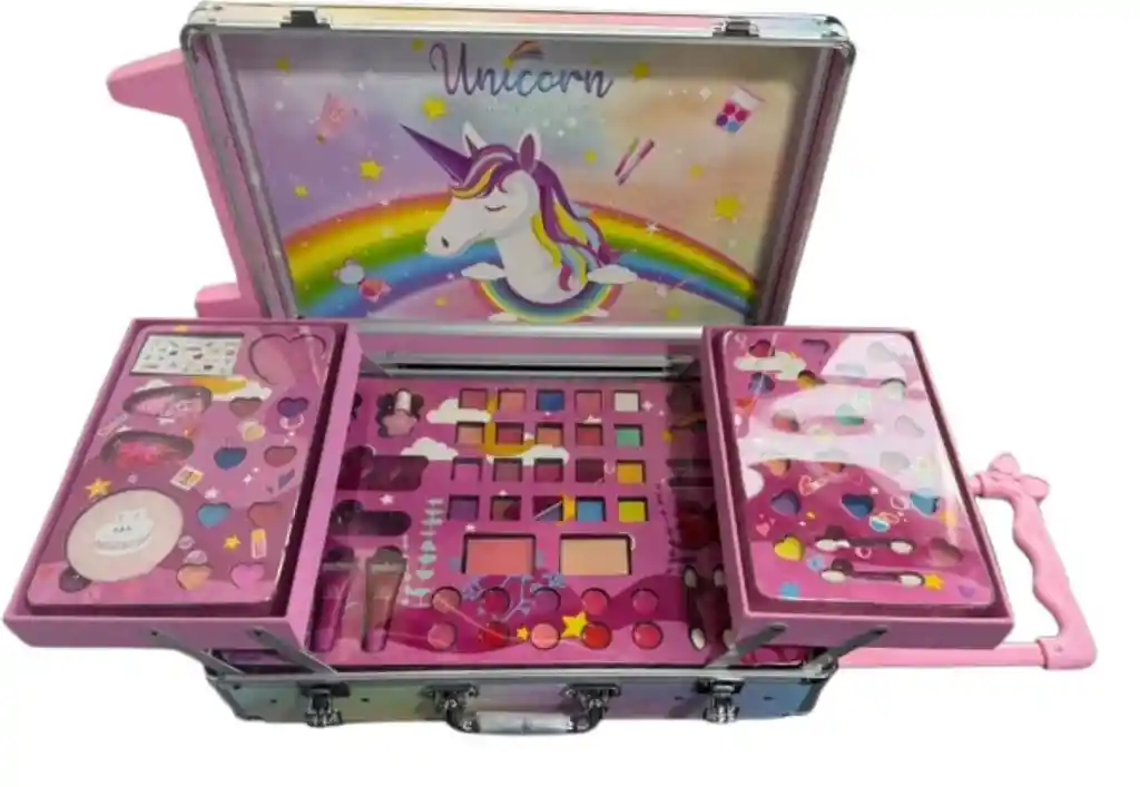 Maleta Carro De Maquillaje Unicornio Y Accesorios