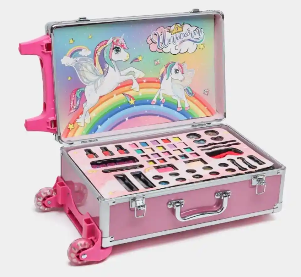 Maleta Carro De Maquillaje Unicornio Y Accesorios