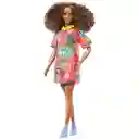 Muñeca Barbie Fashionista Morena Vestido De Graffiti Hpf77