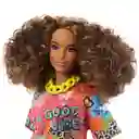 Muñeca Barbie Fashionista Morena Vestido De Graffiti Hpf77