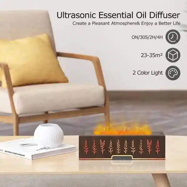 Humidificador Difusor Aromas Ultrasónico Chimenea Potente