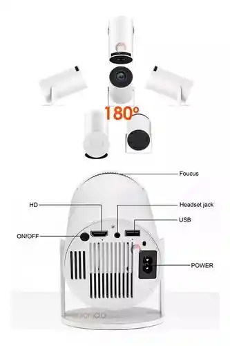 Proyector Smart Para Cine En Casa Hy300 1080hd Android 11 Color Blanco 110v