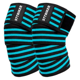 Bandas Rodilleras Gym Pesas Gimnasio Vendas Compresión Celeste/negro St3427