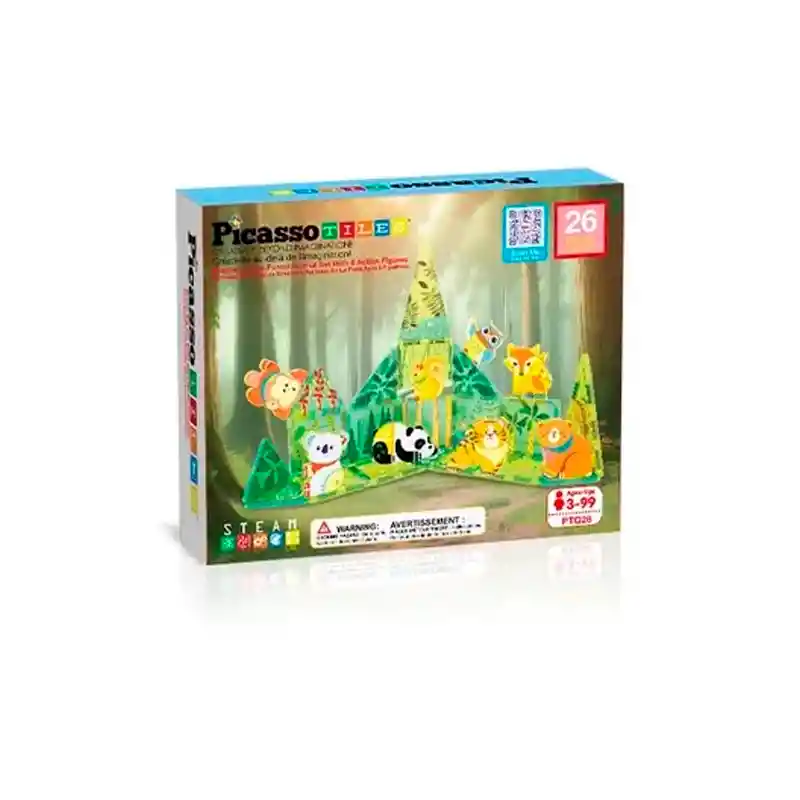 Set Armable Magnetico 26 Piezas Con 8 Personajes Figuras De Animales Del Bosque Picasso Tiles