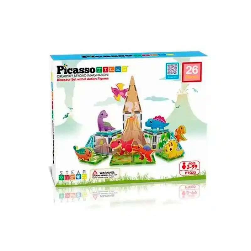 Set Armable Magnetico 26 Piezas Con 8 Personajes Figuras De Dinosaurios Picasso Tiles