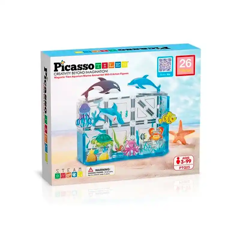 Set Armable Magnetico 26 Piezas Con 8 Personajes Figuras De Animales Del Acuario Picasso Tiles