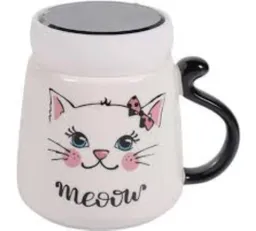 Pocillo Vaso Mug De Gato Taza Ceramica Tapa Meow Catlovers