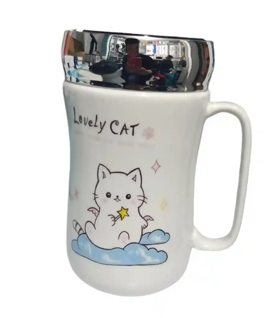 Regalo Pocillo Vaso Mug De Gato Taza Ceramica Tapa Lovely Catlovers