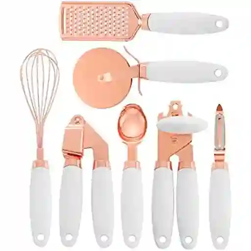 Juego De Accesorios Para Cocina 7 Piezas Oro Rosa Utensilios