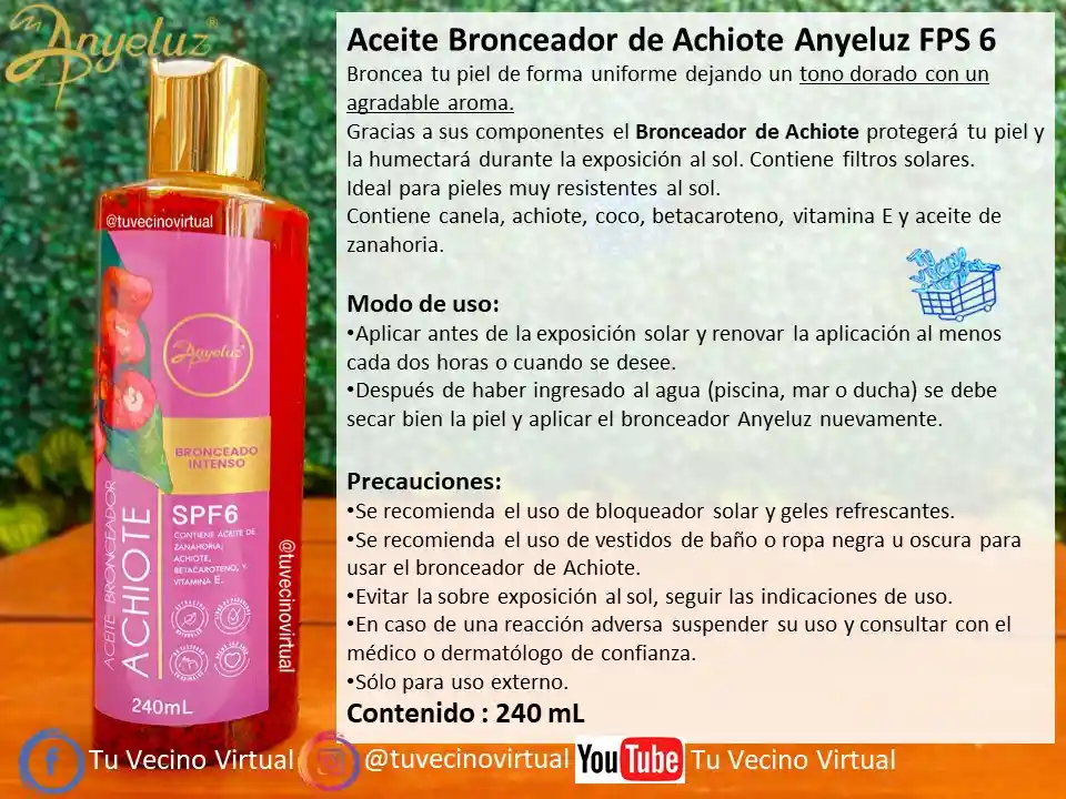 Aceite Bronceador De Achiote Anyeluz