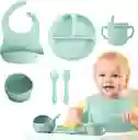 Kit Alimentación Bebe Vajilla Silicona Niño Platos 6 Piezas