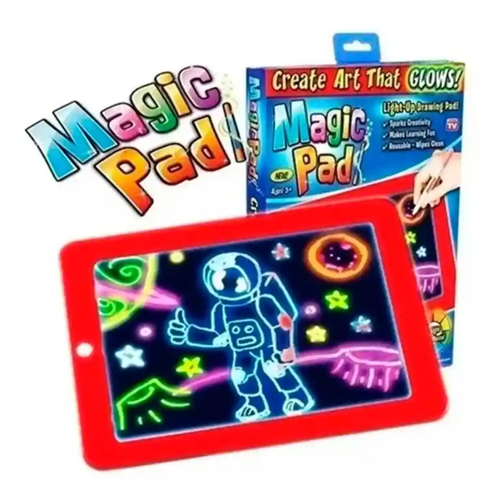 Tableta De Dibujo Con Luz Led Magic Pad 6 Marcadores Gratis