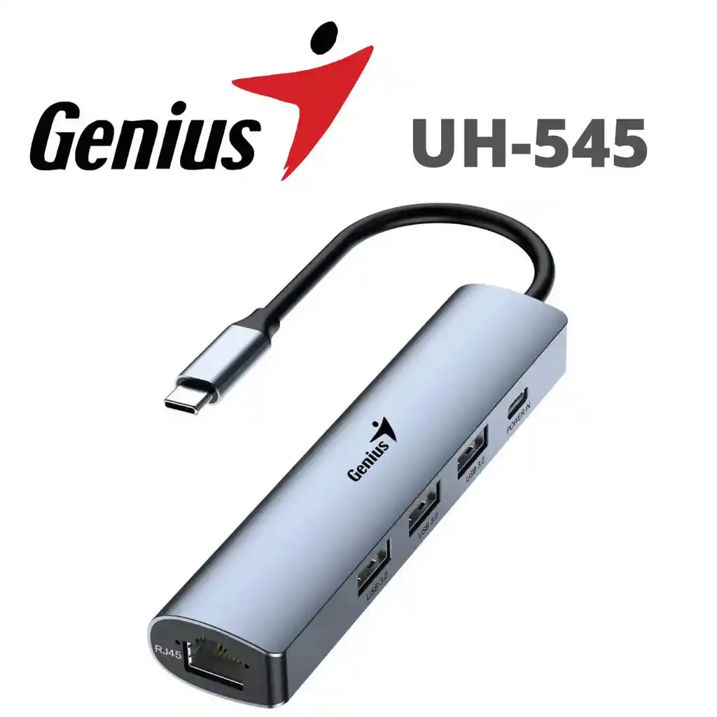 Adaptador Genius 5 En 1 Mod. Uh-545 Hub Usb C A Red Usb Color Gris