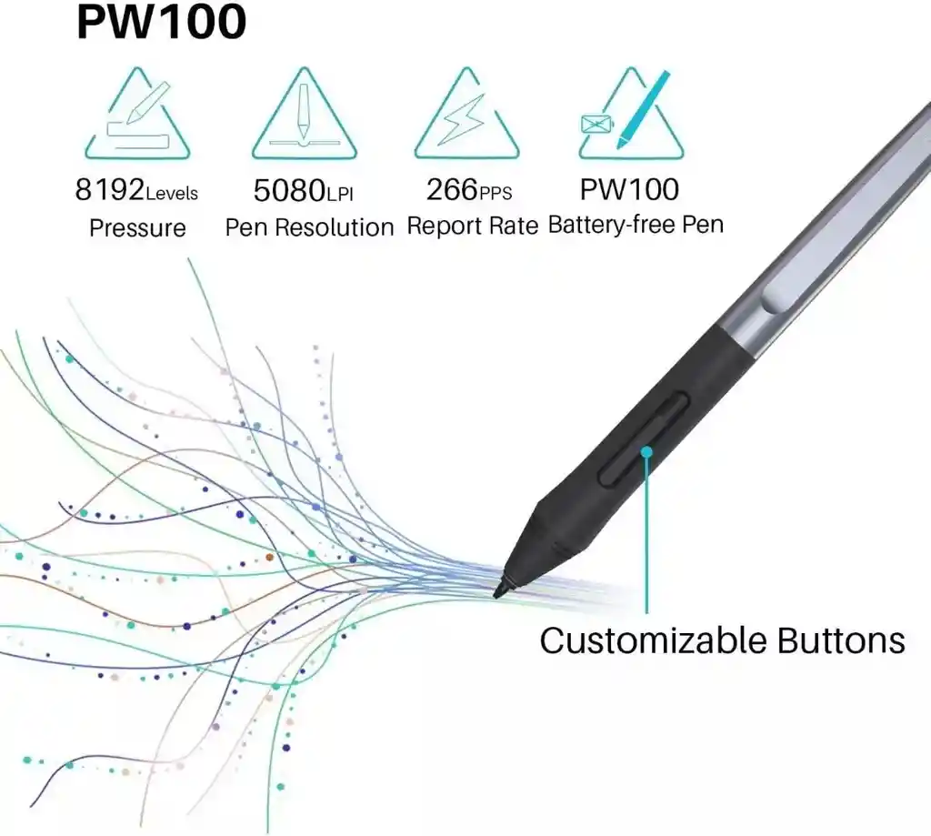 Tableta Grafica Huion Inspiroy Hs64 5080 Lpi Color Black