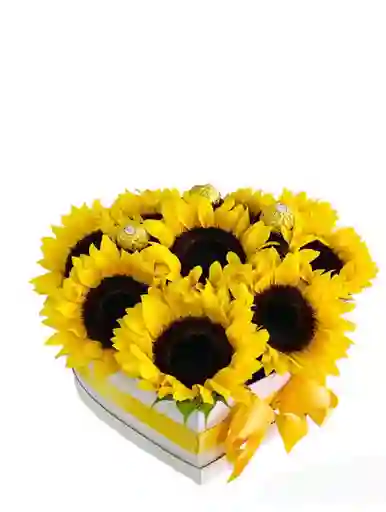 Corazon Con Girasoles Y Chocolates