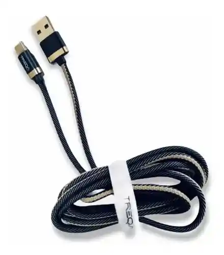 Cable De Carga Usb, Tipo C Trenzado Negro Treqa Ca-8283