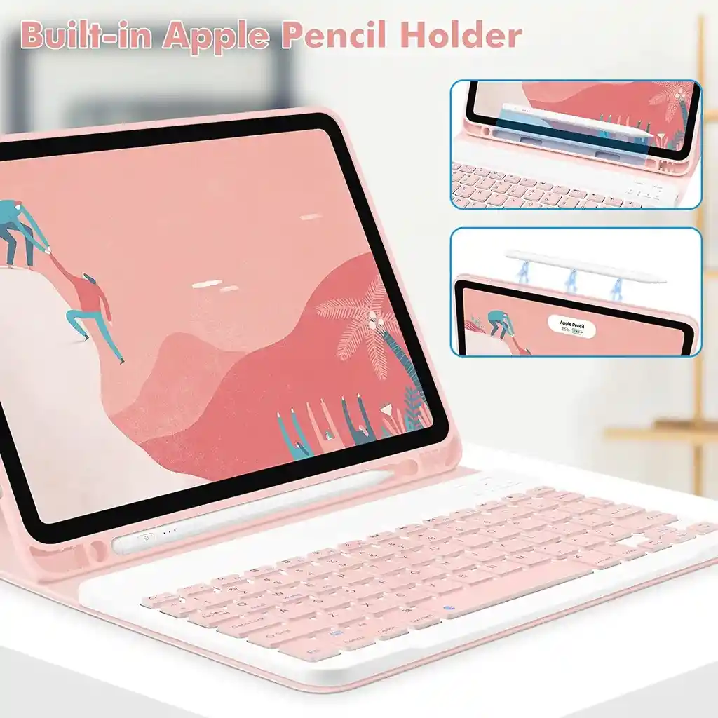 Estuche Con Teclado Bluetooth Para Ipad 10.2´´/10.5´´ 7ma/8va/9na Gen (palo De Rosa)