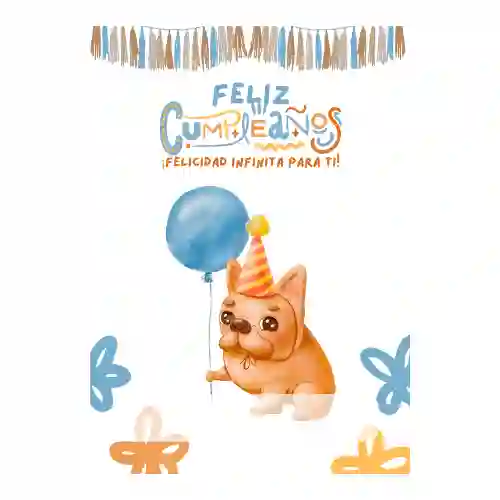 Tarjeta Cumpleaños Perrito Con Sobre Para Escribir Tipo Esquela