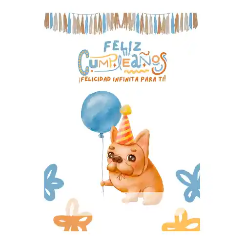 Tarjeta Cumpleaños Perrito Con Sobre Para Escribir Tipo Esquela