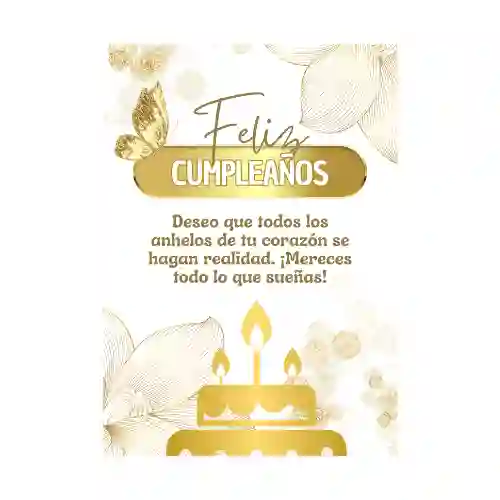 Tarjeta Cumpleaños Dorada Con Sobre Para Escribir Tipo Esquela