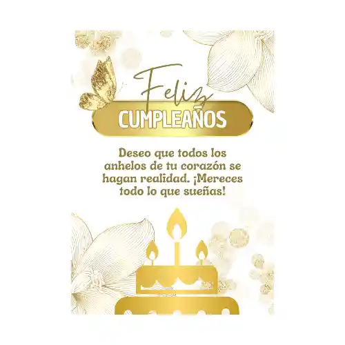 Tarjeta Cumpleaños Dorada Con Sobre Para Escribir Tipo Esquela