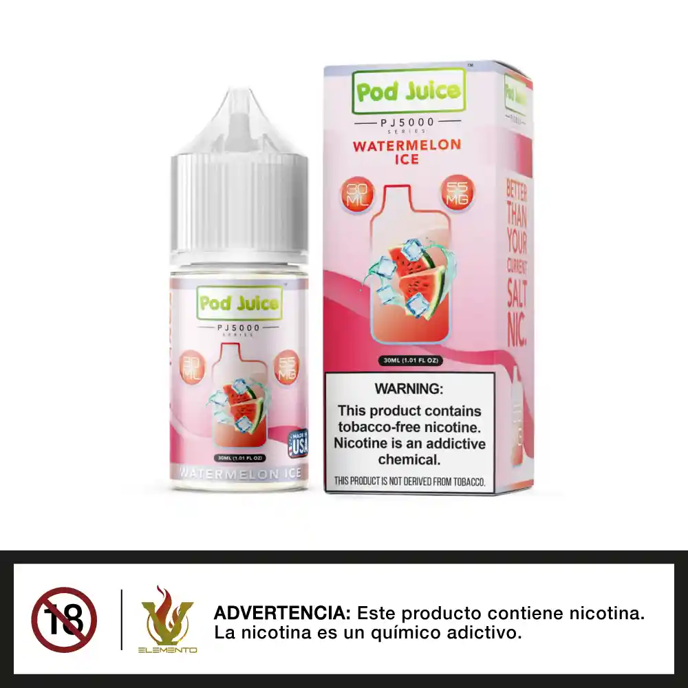 Pod Juice Salt Pj 5000 Series - Watermelon Ice 30ml - 55mg