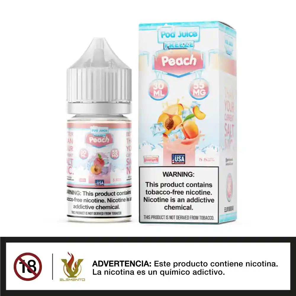 Liquido De Vapeo - Pod Juice Salt - Peach Freeze 30ml - 35mg