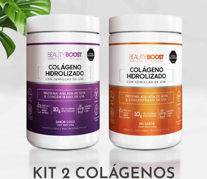 Kit Colágeno Hidrolizado Con Semillas De Uva - Sin Sabor + Coco