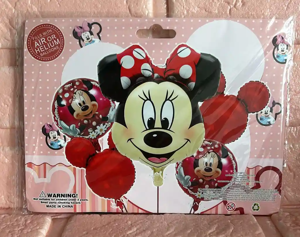 Bouquet De Globos Minnie Moño Rojo X5 Piezas