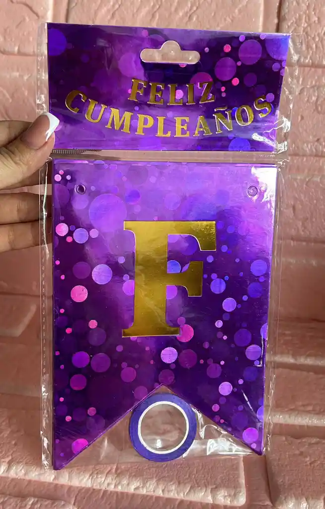 Letrero Feliz Cumpleaños Morado/lila Bolas / Banderin Feliz Cumpleaños