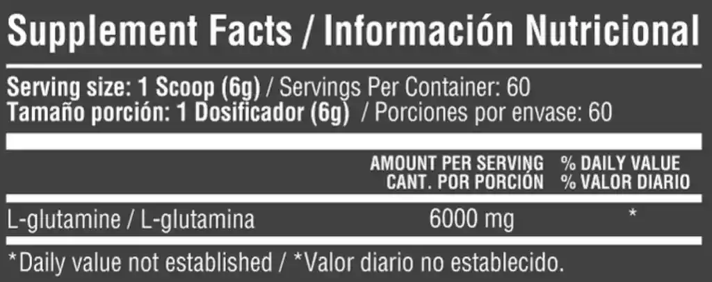 Glutamina 6000mg 60 Servicios Healthy Sports