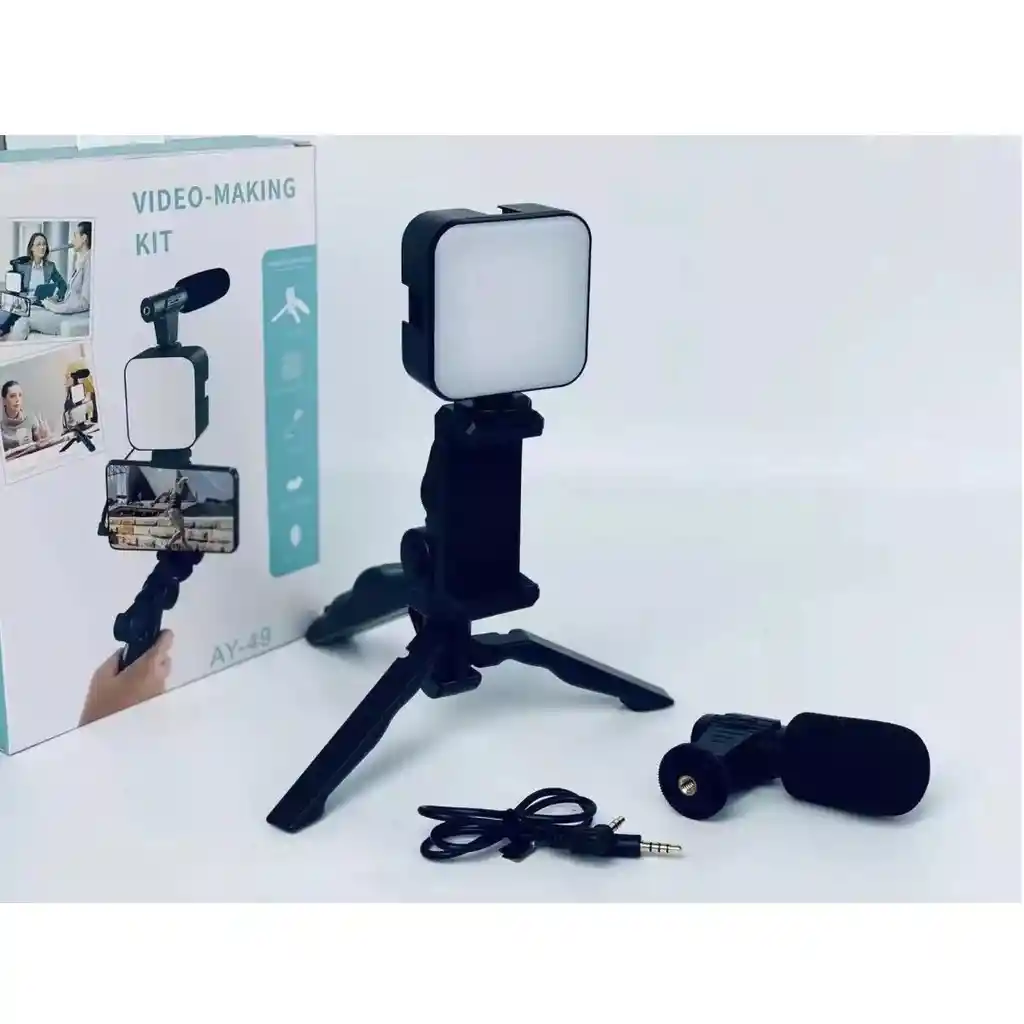 Kit De Video Portátil Con Micrófono + Luz Led + Tripode