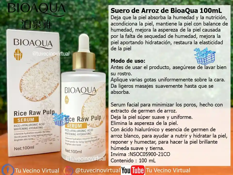 Suero De Arroz Bioaqua 100 Ml