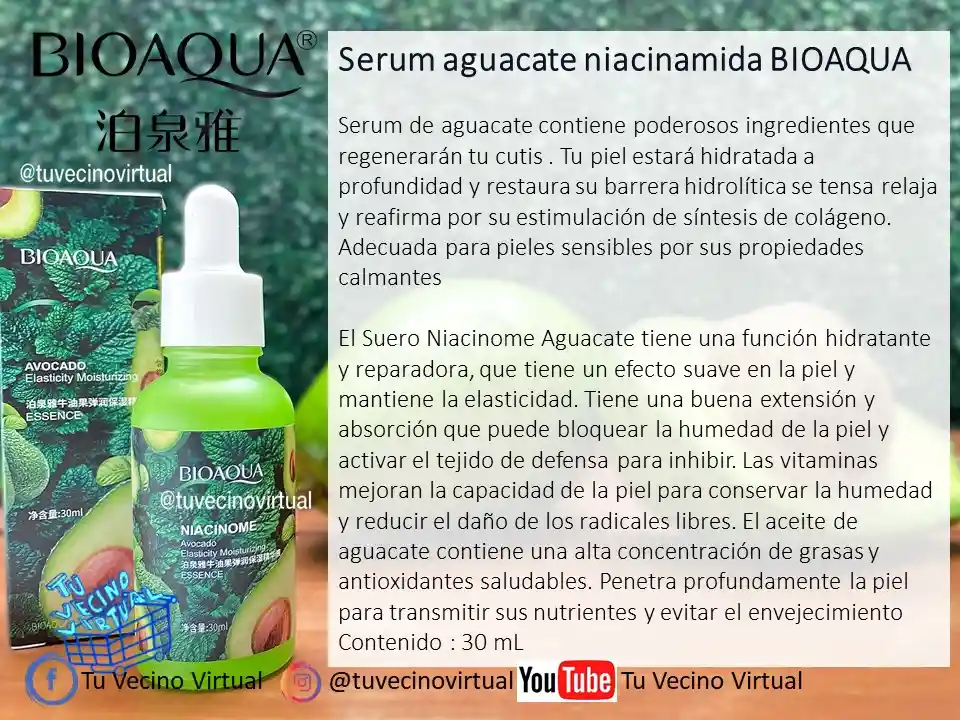 Serum Aguacate Niacinamida Bioaqua