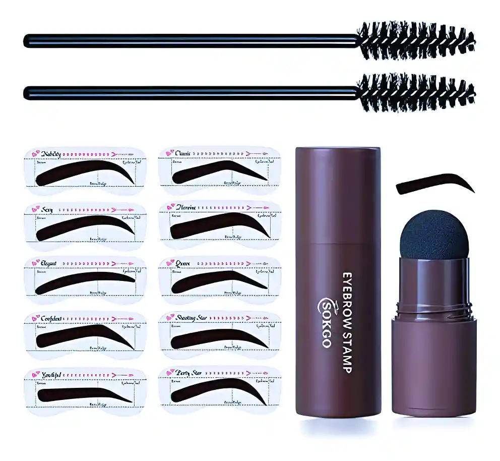 Set Plantillas Cejas Contorno Marron Duo Pinceles Pestañas