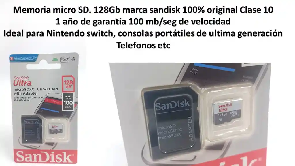 Memoria Micro Sd 128gb Sandisk Original 1 Año De Garantia